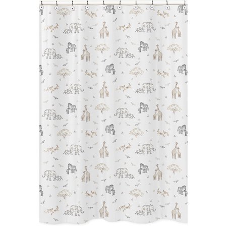 Serengeti Animals Fabric Shower Curtain by Sweet Jojo Designs