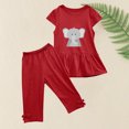 thumbnail image 4 of LSLJS Girl's Été Col Rond Petit Imprimé Manches Courtes Volants Taille Élastique Recadrée Pantalons Deux Pièces Ensemble Vêtements d'Été Vêtements pour Enfants à la Mode 2024, 4 of 5