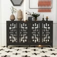thumbnail image 6 of Furvclv 4-Door Mirrored Buffet Retro Sideboard Storage Cabinet Console Table Accent Cabinet With Metal Pulls And Shelves For Dining Livi, 6 of 9