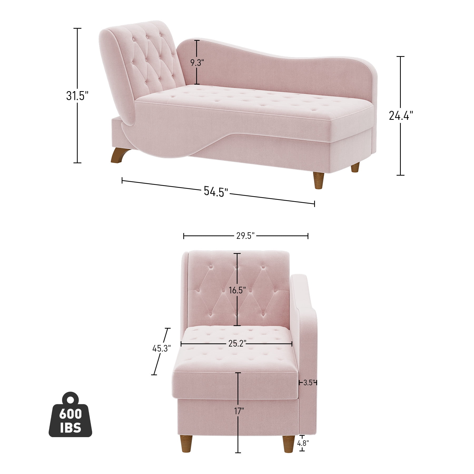 Wiilayok Chaise Lounge Indoor Furniture with Storage,Adjustable Sleeper Sofa Lounge Chair,Velvet Futon Couch Bed,Pink