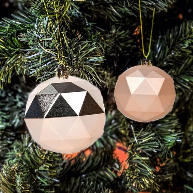 Xihbxyly Bolas Navideñas de Diamantes, Decoración En Dorado Champán, Diseño Elegante, Versátiles para Coronas y Guirnaldas de Árbol, Ambiente Festivo, Juego de 6, Adornos de 8 Cm de Diámetro.