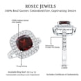thumbnail image 6 of Rosec Jewels Natural Garnet Cushion Cut Engagement Ring with Moissanite Halo - 3 Carat - Vintage Style Ring for Women - AAA Grade, 14K White Gold, US 11.00, 6 of 7