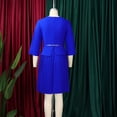 thumbnail image 6 of AURA Plus Size Elegant Three Quarter Sleeve Pleated A Line Office Dress with Belt 2025 Summer High Waist Bodycon Midi Dress, 6 of 10