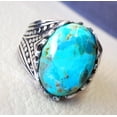 thumbnail image 2 of Arizona Turquoise Ring, Silver Jewelry, 925 Silver Ring, Father's Day, Plain Solid, Natural Turquoise, December Birthstone Ring, Heavy Mens Ring, Spiritual Healing Gemstone, Christmas, Tiny Mens Ring, 2 of 6
