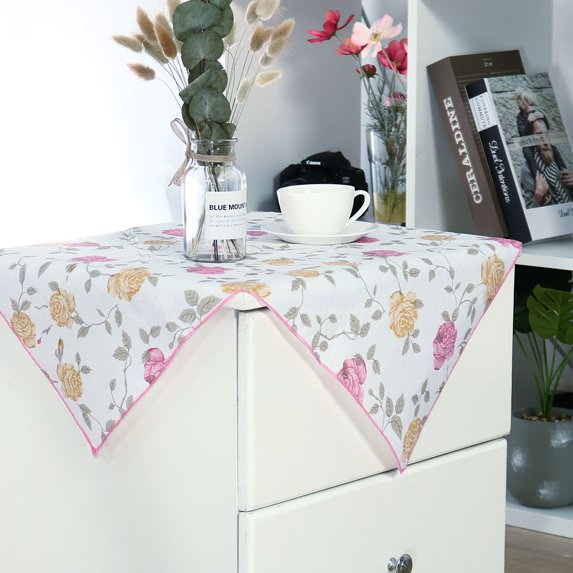 Seamless Square Tablecloth 24" x 24" Red Yellow Flower