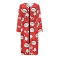 thumbnail image 3 of Yuyamidu HO-HO-HO Long Sleeve Robe for Women Christmas Casual Round Neck Robes Santa Zippered Bathrobe Red Mid-Calf Length Nightgowns Size 4XL Xmas Tree Dressing Gown, 3 of 7