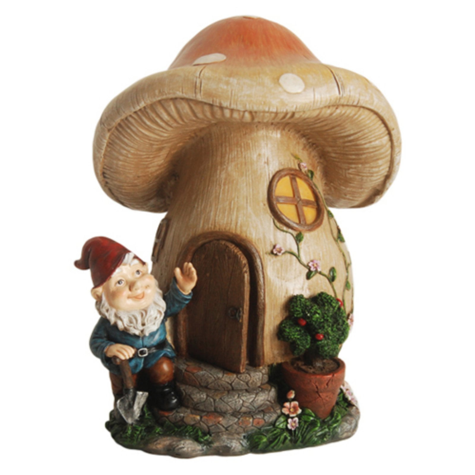 Northlight Forest Gnome with Mushroom House Outdoor Garden Statue