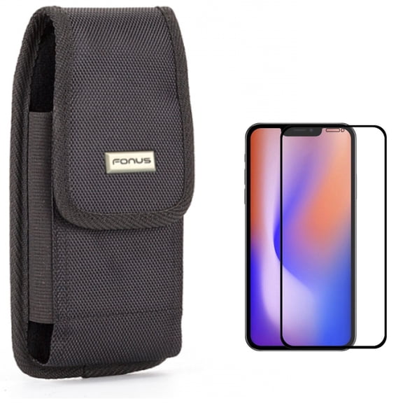 Screen Protector & Case Belt Clip for iPhone 13 Pro ONLY - Anti-Glare Tempered Glass Matte 3D Curved Edge   Swivel Holster Rugged Cover Pouch Combo