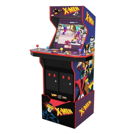Arcade1UP X-Men (4-Player) Arcade with Riser, Lit Marquee, Lit Deck Protector, Wifi, and Exclusive Stool Bundle