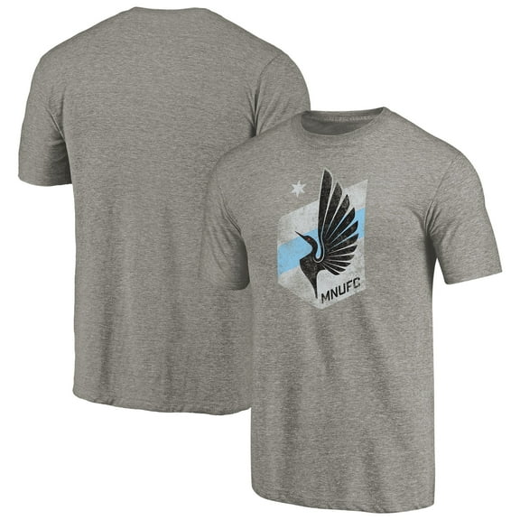 Men's Gray Minnesota United FC Distressed Primary Logo Tri-Blend T-Shirt