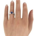 thumbnail image 3 of 2.20 ctw Lab Created Blue Sapphire Ring with Diamonds 14K White Gold Bridge Channel set Princess, 3 of 7
