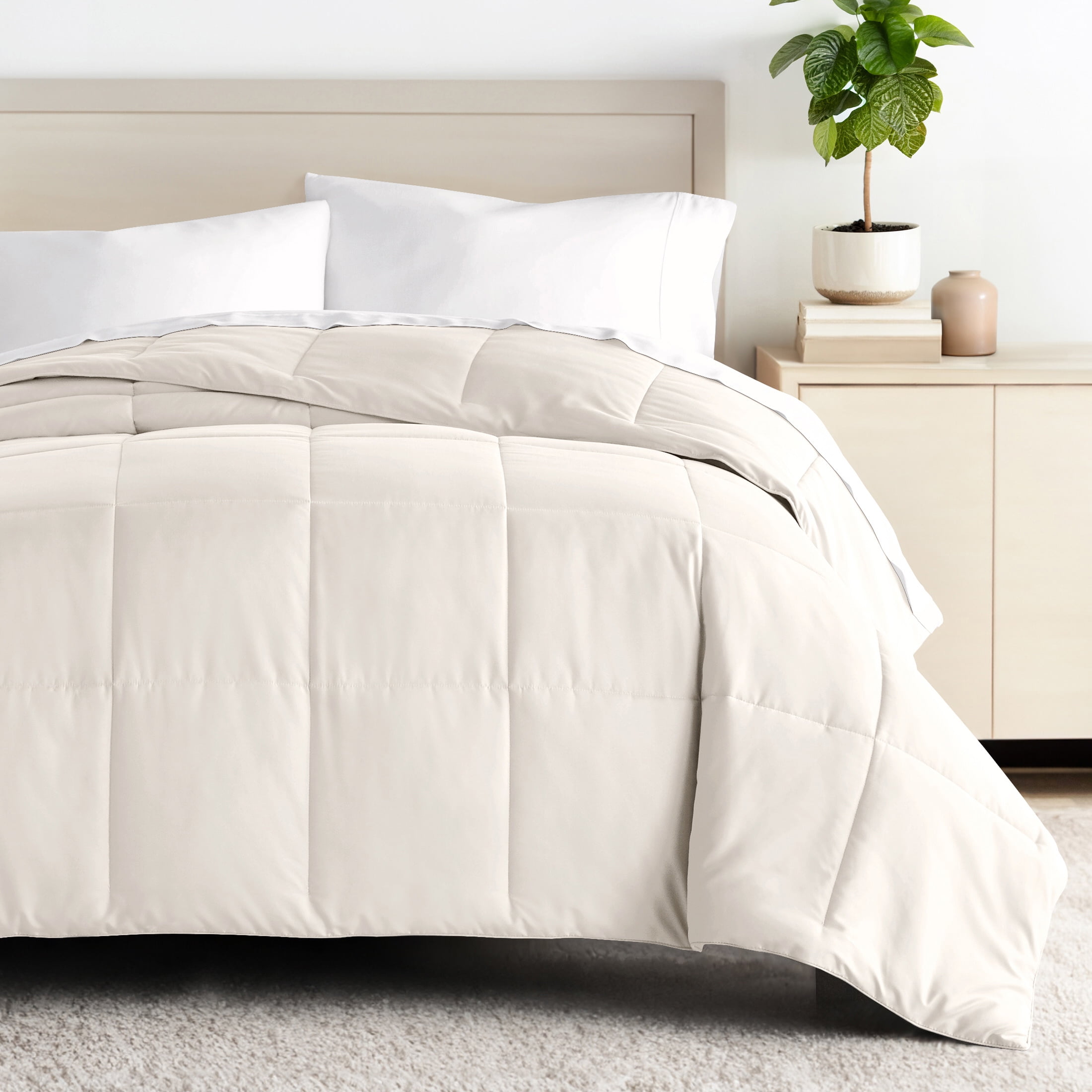 Breathable Cool Comforter All Season Lightweight Down-Alternative Solid Ivory for Full/Queen Size Bedding by Comfort Canopy
