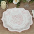 thumbnail image 4 of Efavormart 25 Pack White Pink Paper Dinner Plates in Damask Floral Pattern, 10" Disposable Party Plates with Scalloped Rims - 300 GSM, 4 of 10