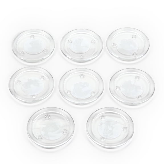 Hosley Set of 8, Clear Glass Pillar Candle Plates
