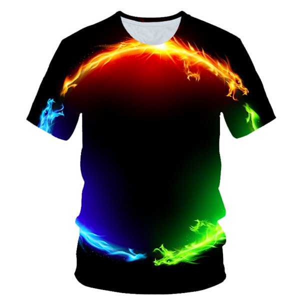 2021 Flame Boy's kids T-shirt moda de verano de manga corta para niñas 3D cuello redondo tops Color elemento camisa de moda para niños T-shirt11T Gao Jinjia LED