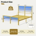 thumbnail image 3 of Bestier Queen Size Metal Platform Bed Frame with LED Headboard & Charging Station, Adjustable Under Bed Storage, Gold, 3 of 12