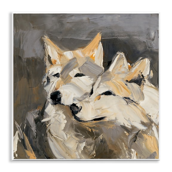 Stupell Industries Cuddling Wolf Pair Animals & Insects Painting Unframed Art Print Wall Art, 12 x 12