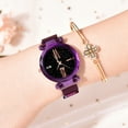 thumbnail image 2 of Fashion Alloy Mesh Belt Strap Quartz Watch Starry Sky Dial Pattern Female Watch (Purple), 2 of 9