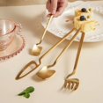 thumbnail image 1 of (gold,4 Pcs)Stainless Steel Dinner Knife Compatible Withk Spoon Dinnerware Set, 1 of 5