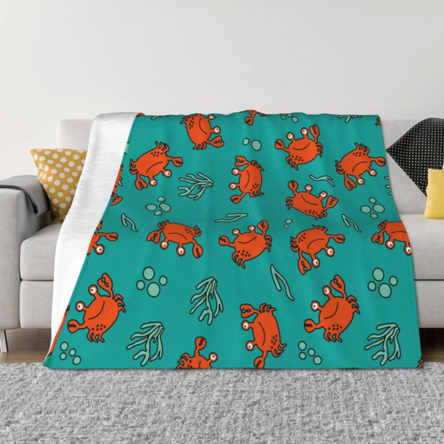 Fotbe Colorful Crab Manta de Franela con Estampado, Manta Ultrasuave para Cama, Sofá, Auto, Hipoalergénica y Antibolitas-50"x40"