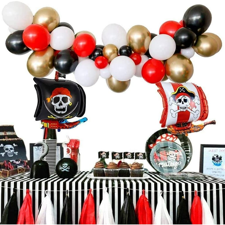 Pirate Party Decorations Red Striped Cartoon Skull Pirate Ship DIY  Decorations for Kids Birthday Halloween Party Cosplay Decor