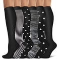 thumbnail image 1 of 6 Pares Calcetines de Compresión, Medias de Compresion para Mujer y Hombre, Calcetines de Compresión 15-25 mmHg, Calcetas de Compresion para Sprots, Fútbol, Embarazo, Enfermeras, Médicos, 1 of 5