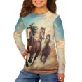 thumbnail image 2 of DISNIMO Running Horse Shirts for Boys Long Sleeve T Shirts for Kids Crew Neck Shirt Kids Tops Boys Long Sleeve Clothes for Boys Soft Tshirts Kids Sportswear Boys Casual Shirts Size 3-4 Tshirs, 2 of 7