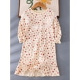 thumbnail image 3 of WIBACKER Cotton Nightgowns for Girls Long Sleeve Pajamas Dresses Lace Ruffle Collar Sleepwear Princess Dress Strawberry Night Dress for Kids 4-15Y, 3 of 7