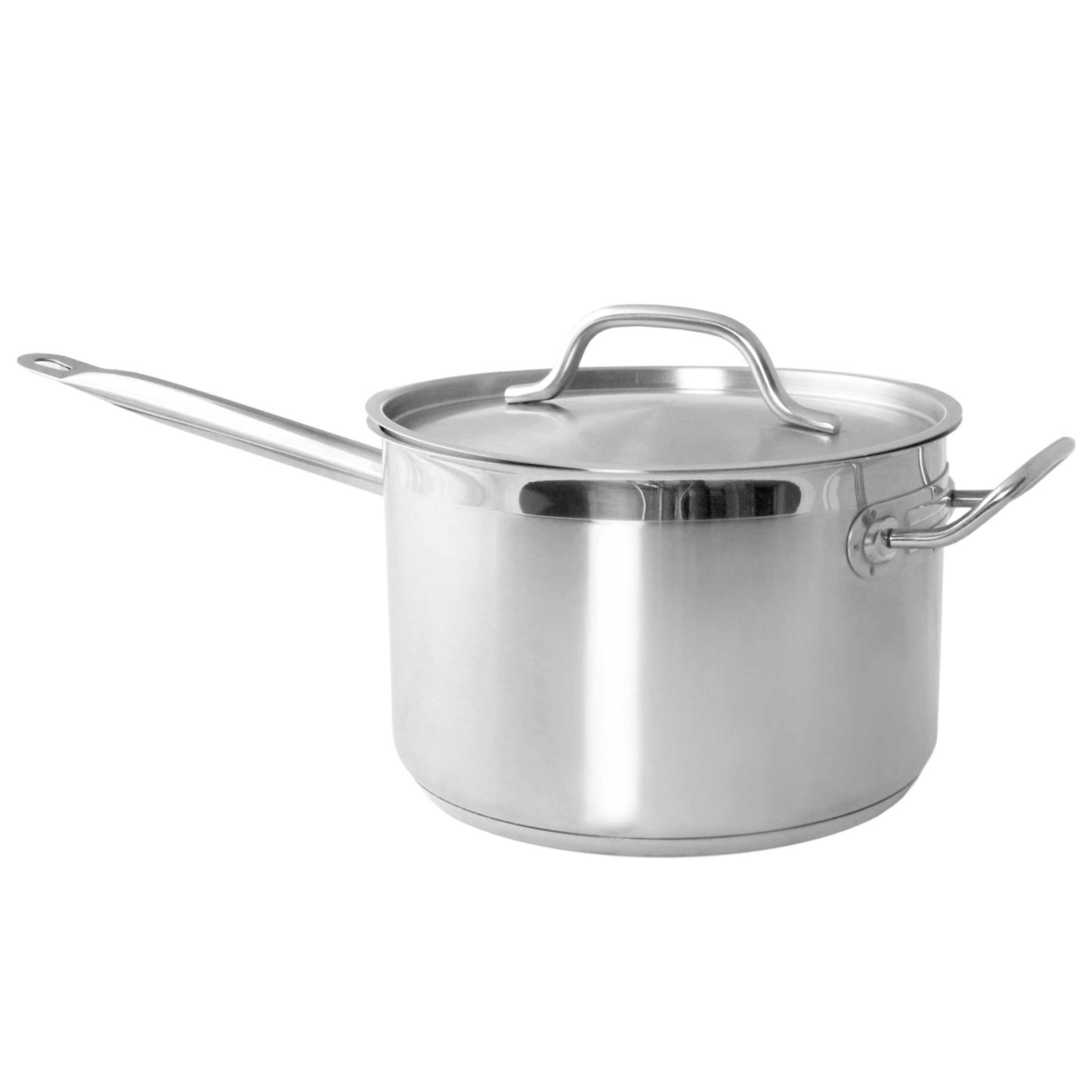 Excellante 10 quart 18/8 stainless steel sauce pan with lid and helper handle, comes in each