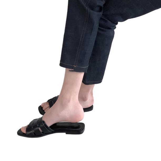 H-Band Slides Sandalias planas con cruzadas Slip On para mujer Dressy Summer
