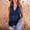 Navy, variant on Babysbule Women's Tops Women's Fashion Turn-down Collar Leisure Sleeveless Solid Vest Tops
