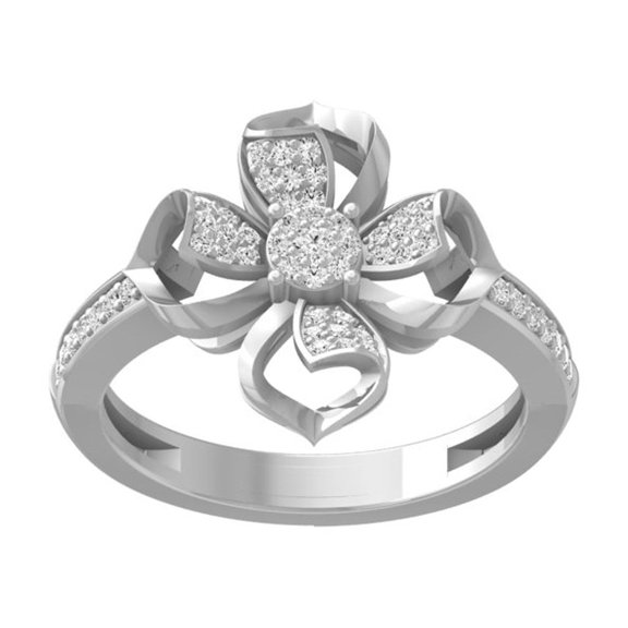 ARAIYA FINE JEWELRY 10K White Gold Round Diamond Fashion Band Ring (1/4 cttw, I2-I3 Clarity, I-J Color) Size 6.5