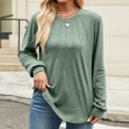 thumbnail image 6 of Scyoekwg Womens Long Sleeve T Shirts Crew Neck Pleated Tunic Shirts Trendy Lightweight Dressy Casual Blouses Fall Tops Solid Color Pullover (Green,L), 6 of 8