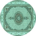 thumbnail image 1 of Ahgly Company Machine Washable Indoor Round Persian Turquoise Blue Traditional Area Rugs, 8' Round, 1 of 4