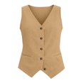 thumbnail image 4 of Vest Tops for Women Cotton Linen Summer Button Down Sleeveless Shirts Business Casual Tank Top Fashion Coffee XL, 4 of 4