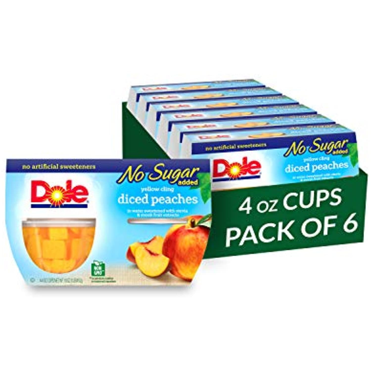 Dole Fruit Bowls Diced Peaches, No Sugar Added, Gluten Free Healthy