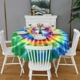thumbnail image 2 of Rainbow Tie Dye Radial Pattern Round Tablecloth 60"x60",Wrinkle Wipeable Table Cloth for Kitchen Dining Room Picnic Patio Party, 2 of 6