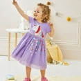 thumbnail image 4 of Usaibhir Girls Cotton Short Sleeve Casual Cartoon Printing Lovely Elegant Appliques Unicorn Princess Puffy Dresses 2-7T, 4 of 5