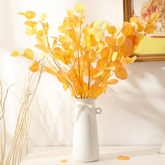 Artificial Plants Autumn Eucalyptus Long Branch Wedding For Vase Hotel Color Apples Leaf Green Christmas Home Room Decoration