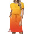 thumbnail image 2 of Jusqu'à 65 % de Réduction! Robes de Mode d'Été pour Femmes 2024 Grande Taille Décontractée Col Rond Bretelles Manches Courtes Imprimé Floral Robe Ample avec Poche, 2 of 7