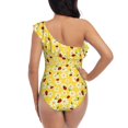 thumbnail image 5 of Salouo Chamomile And Ladybug Pattern One Shoulder Ruffled One Piece Swimsuit for Women V Neck Swimwear Tummy Control Bathing Suit-Large, 5 of 6