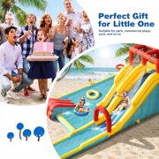 Redsmile Inflatable Dual Slide Water Park Climbing Bouncer with Splash Pool Basketball Hoop for Kids Aged 3-10 Outdoor Backyard Play - Multicolor