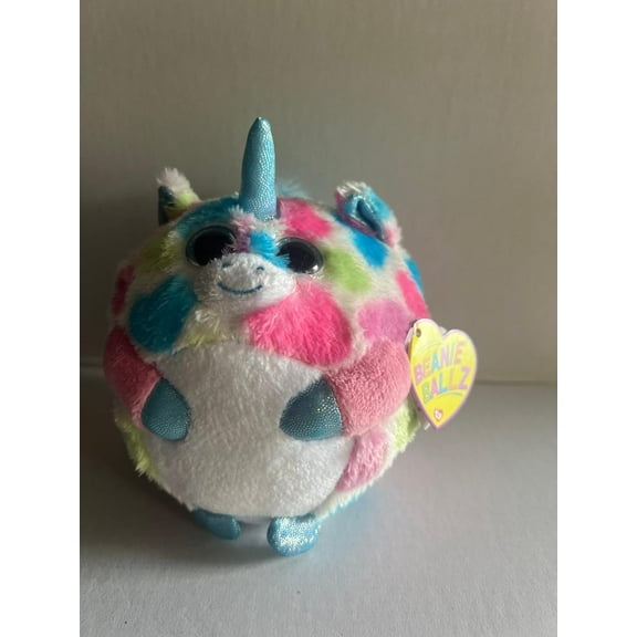 Ty Beanie Ballz - Fable Unicorn Polka Dot Plush 5” New (BONUS 1 FUN CHOPS & 1 ZIPPER BRACELET)