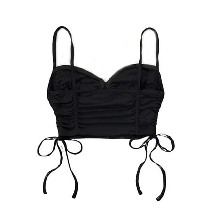 

Women s Drawstring Ruched Side Bustier Cami Top Black S
