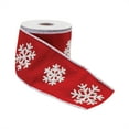 thumbnail image 2 of Melrose Snowflake Wired Craft Ribbon - 4" x 5 Yards - Red and White, 2 of 2