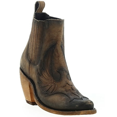 

Liberty Black Women s Sophia Western Booties Round Toe Tan 8 1/2 M US