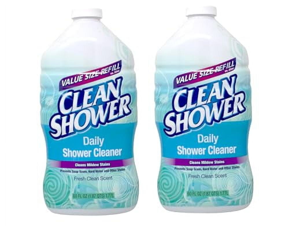 Clean Shower Daily Shower Cleaner Value Size Refill, Fresh Clean Scent, Prevents Soap Scum and Mildew Stains, 60 fl oz (Pack of 2)