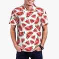 thumbnail image 1 of Balery Hand Drawn Watermelon Camisa Polo de Hombre con Estampado, de Manga Corta y Tejido Medio, Camisa Tipo Golf Polo-Small, 1 of 6