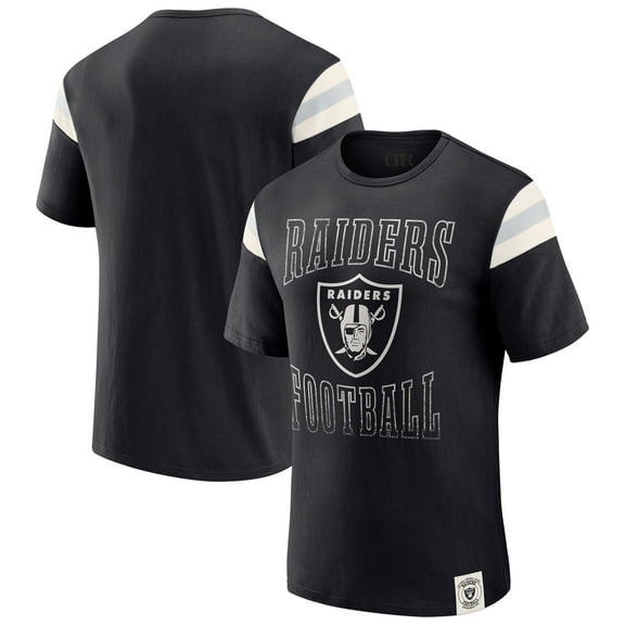 Men's Darius Rucker Collection by Fanatics  Black Las Vegas Raiders Football Stripe Sleeve T-Shirt
