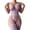 Purple, variant on Women Corset Style Bodysuit with Garter Straps Cutout Detail Matching Thong and Stockings Lingerie Set White S